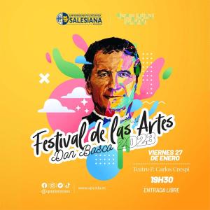 Afiche promocional del Viernes Cultural Salesiano - Festival de las Artes “Don Bosco 2023”